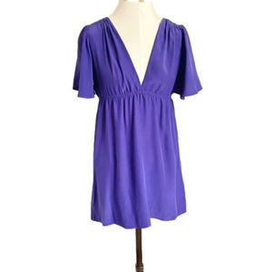 Amanda Uprichard REVOLVE Blue 100% Silk Babydoll Flutter Sleeve Tunic Dress - M